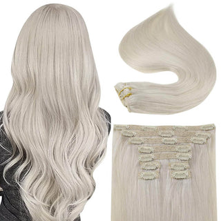 ice blonde clip in hair extensions