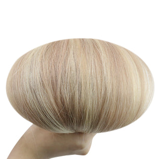 Full Shine Virgin Human Hair Extensions in Pink Blonde Lowlights feature thick healthy ends for fuller hair, natural volume, and seamless color blending.
