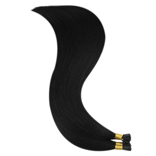 Full Shine Long-Lasting I Tip Hair Extensions in Jet Black #1 are crafted from premium virgin human hair for durable wear, natural movement, and salon-quality results.