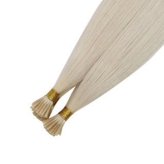 Full Shine Salon Quality I Tip Extensions in Bleach Blonde #60 are made from 100% virgin human hair with a soft, silky finish and healthy ends.