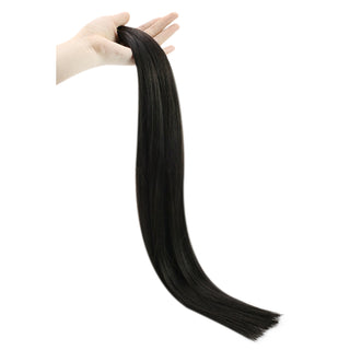 Full Shine Salon Quality I Tip Hair Extensions made from virgin human hair in Off Black #1B deliver professional results with natural shine and healthy thick ends.