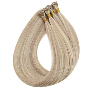 Full Shine natural virgin human hair I Tip extensions in Pink Blonde Lowlights designed to add instant length, volume, and a soft seamless finish.