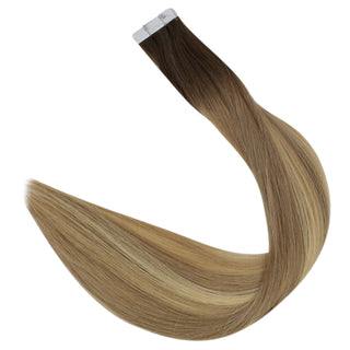 Full Shine brown to blonde balayage virgin injection tape in extensions with a lightweight design for comfortable daily styling.