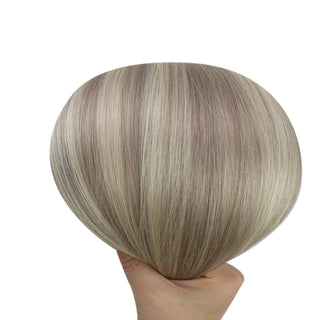 Full Shine Genius Weft Hair Extensions, 100% Virgin Human Hair, Cool-Toned Blonde Balayage, Hybrid Weft Hair Extensions, Sew-In Weft Hair, Invisible Weft Hair Extensions, Seamless Volume Weft, Soft Silky Hair, High-Quality Hair Extensions