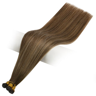 Full Shine Balayage Brown Blonde Weft Hair Extensions, 100% Virgin Human Hair, Genius Weft Hair, Hybrid Weft Extensions, Sew-In Weft Bundles, Thick Volume Hair, Natural Brown Hair Weft
