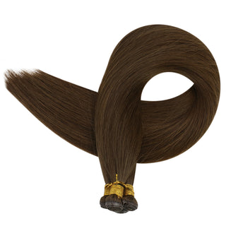 Genius Weft Hair Extensions, 100% Virgin Hair Dark Brown, Seamless Weft Hair Extensions, Professional Grade Weft Hair, Natural-Looking and Thick Hair Extensions, Soft and Lightweight Hair Weft for Volume