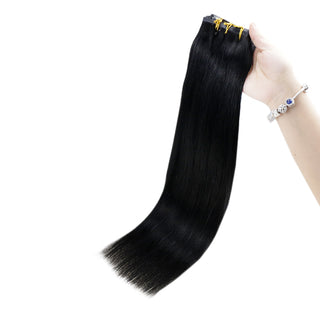Fullshine sleek black genius PU clip ins for invisible blending