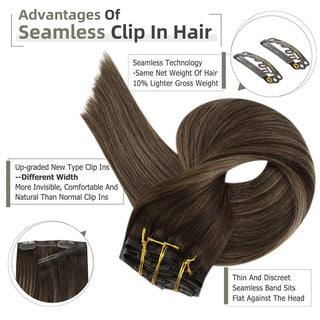 pu seamless clip hair extensions