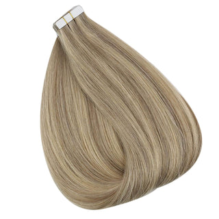 Full Shine Tape in Hair Extensions 100% remy Human Hair Blonde Highlights (#P16/22)-Tape in extension-Full Shine