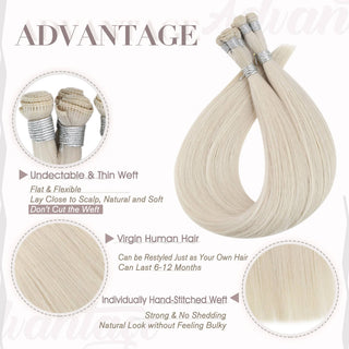 100% virgin hair hand tied sew in extensions blonde hand tied hair bundles hair