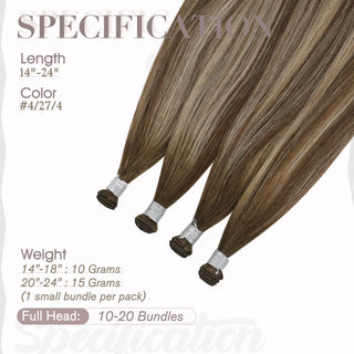 best hand tied extensions Full Shine Hand Tied Weft Hair Extensions 100% Human Hair Extensions