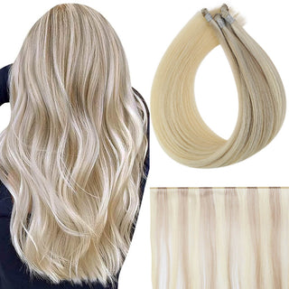 Highlight Blonde Full Shine Hand Tied Weft Hair Extensions 100% Virgin Human hair extensions