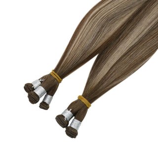 sew in weft hair extensions Brown Full Shine Hand Tied Weft Hair Extensions 100% Virgin Human hair extensions