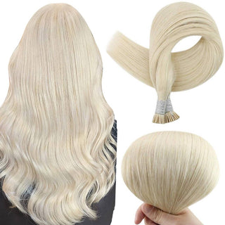 Full Shine I Tip 100% Remy Human Hair Extensions Platinum Blonde (#60)-I Tip-Full Shine