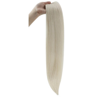 Full Shine platinum blonde highlight mix virgin hair weft extensions, premium Brazilian human hair for soft dimensional styling.