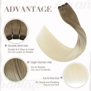Full Shine Virgin Weft Brazilian 100% Human Hair Sew In Bundles Balayage Ombre (#8/60)
