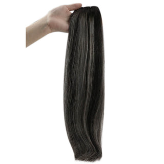 black and silver weft hair