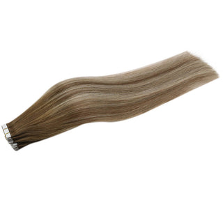 brown and blonde tape hair