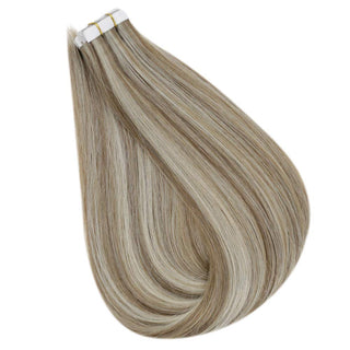 brown and blonde tape in hair